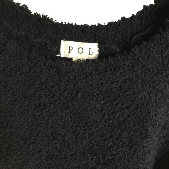 POL Women Black Textured Knit Mini Dress Stretch Boho Layered Festival S/M NWOT - Picture 4 of 4